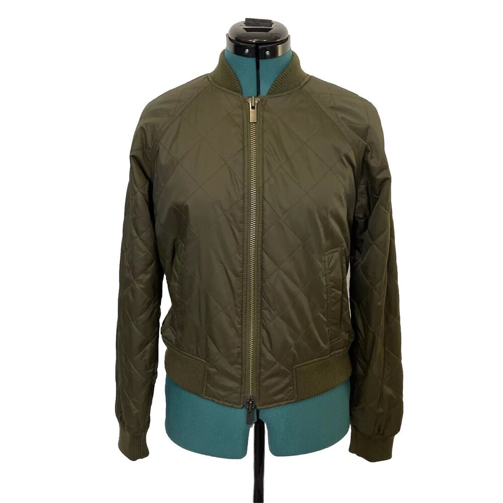 Vince Quilted Bomber Jacket Olive green Nylon Size Extra Small XS